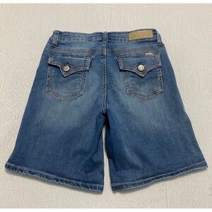 Seven7 Denim‎ Jean Shorts Women's 8 Blue Distressed Bermuda Jorts Flap Pockets